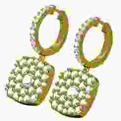 Cushion Shape Light Hoop Earring