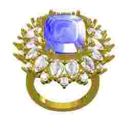 Cushion Stone Cluster Cocktail Ring