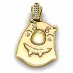 Cute Bear Face Gold Pendant