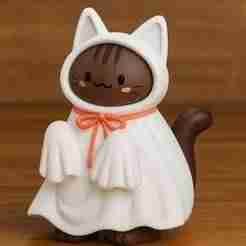 Cute Ghost Cat Figurine