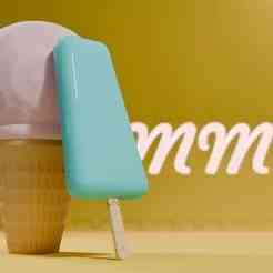 Cute Ice Cream Cone & Popsicle 3D Models