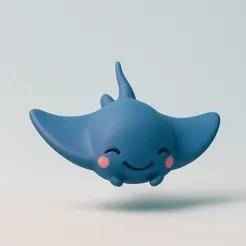 Cute Manta Ray Figurine STL File for 3D Printing | Adorable Sea Animal Model