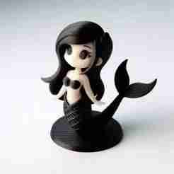Cute Mermaid on Holder 3D Print – Decorative Showpiece Model