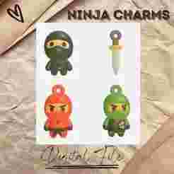 Cute Mini Ninja Charms /  Keychain charms / mini ninja figure