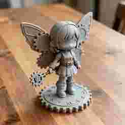 Cute Steampunk Fairy Figurine STL - 3D Print File
