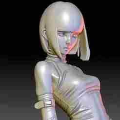 Cyberpunk Waifu – Android Girl Bust with Futuristic Outfit & Buckle Details – 3D Print Statue