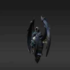 Dark Fantasy Hunter's Aegis Keychain - Gothic Winged Shield 3D Print Model