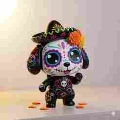 dia de muertos dog with mexican hat