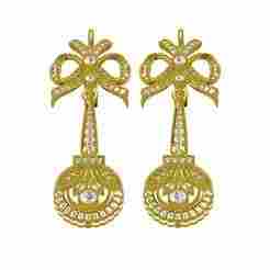 Diamond Bow Art Deco Long Earring
