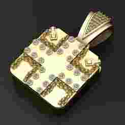 Diamond Cross Square Pendant
