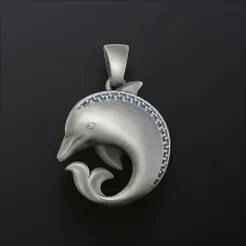 Dolphin Pendant With Gems 3D print model