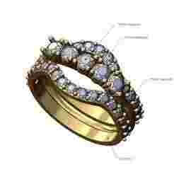 Double curved half eternity guard 3mm arc diamond US size 7 3D print model