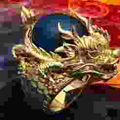 Dragon Turtle Ring - Dragon Ring - Oval Mens Stone Ring - N852