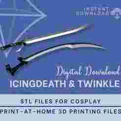 DRIZZT Do'URDEN Icingdeath & Twinkle STL FILES [Dungeons and Dragons] Cosplay Prop | 3D Print Files | Full Size | 25cm Split