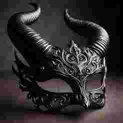 Ebony Devil Masquerade Mask Gothic Horned Fantasy 3D Printable Costume Prop
