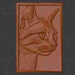 Elegant Cat Side Profile Relief - High-Detail 3D Model for CNC Engraving