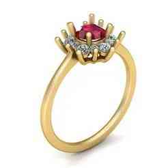 Elegant Gold Ring with Ruby Center and Diamond Halo 3D model
