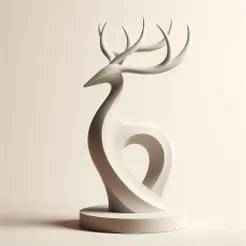 Elegant Horn Deer 3D Print Showpiece Sculpture Decor