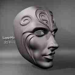 Elegant Ornamental Face Mask – Detailed 3D Printable Wall Art Sculpture STL File