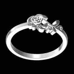 Elegant Rose Flower Leaf Wedding Ring