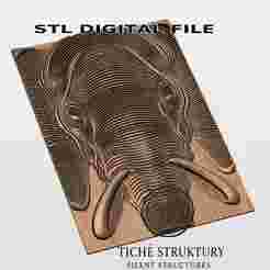 Elephant Head – Stylized Animal Relief – 3D STL Model for CNC Carving, Digital Download