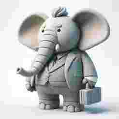 Elephant in Suit with Bag – Decorative Showpiece 3D Print