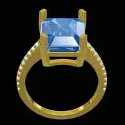 Emerald Cut Blue Gemstone Ring