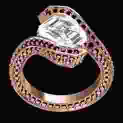 Emerald Cut Tension Setting Bypass Ring