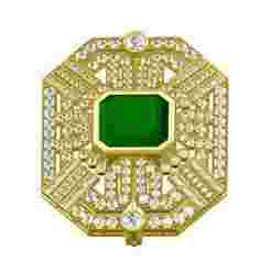 Emerald Shaped Art Deco Diamond Brooch
