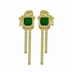 Emerald Stone Long Dangle Earring