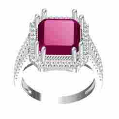 Emrald Cut Diamond Halo Micro Pave Split Shank Ring