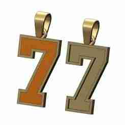 Enamel number 7 seven varsity high school sports letterman pendant charm 3D print model