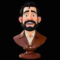 Expressive Bearded Man Bust