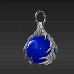 Fantasy Dragon's Hand Key Fob with Spherical Stone - Printable Collectible Gift Idea