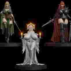 Fantasy Elven Warriors and Priestesses hot anime girls 5-in-1 printable model