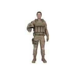 Female Soldier Holding Helmet 3D Model