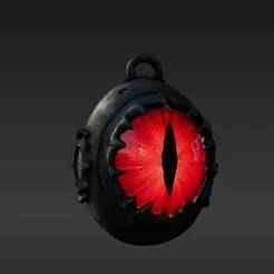 Fiery Gaze Eye Keychain - Miniature Fantasy Orb Charm with Organic Textured Casing