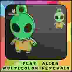 Flat Alien Multicolor Keychain