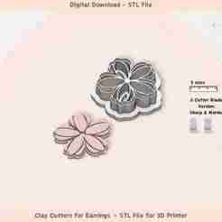 Floral Clay Cutter 20: Polymer Clay Jewelry, Cookie Designs (Digital STL File)