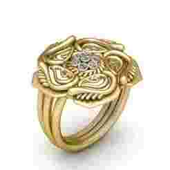 Floral Enigma" Gold Diamond Ring