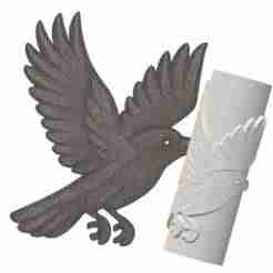 Flying Raven | Embossed Roller for Clay | Gothic Bird 3D Print Design