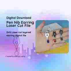 Fountain Pen Earring Laser Cut File- SVG FILE