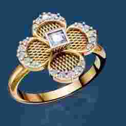 Four Petal Lace Diamond Engagement Ring