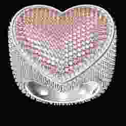 Fully Diamond Heart Signet Ring