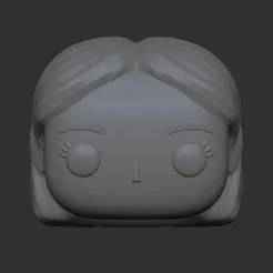 Funko Pop Female Head short, straight, simple, center-parted hairstyle