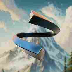 Futuristic Ribbon Ring - Sculpted Metal Twist 3D Print 47