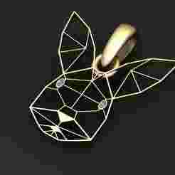 geometric rabbit head pendant 3D printable model