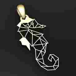 geometric seahorse pendant 3D printable model