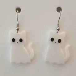 Ghost Cat – Halloween Earrings & Keychain STL (No AMS Needed)