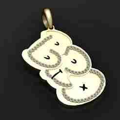 gold bear pendant 3D printable model